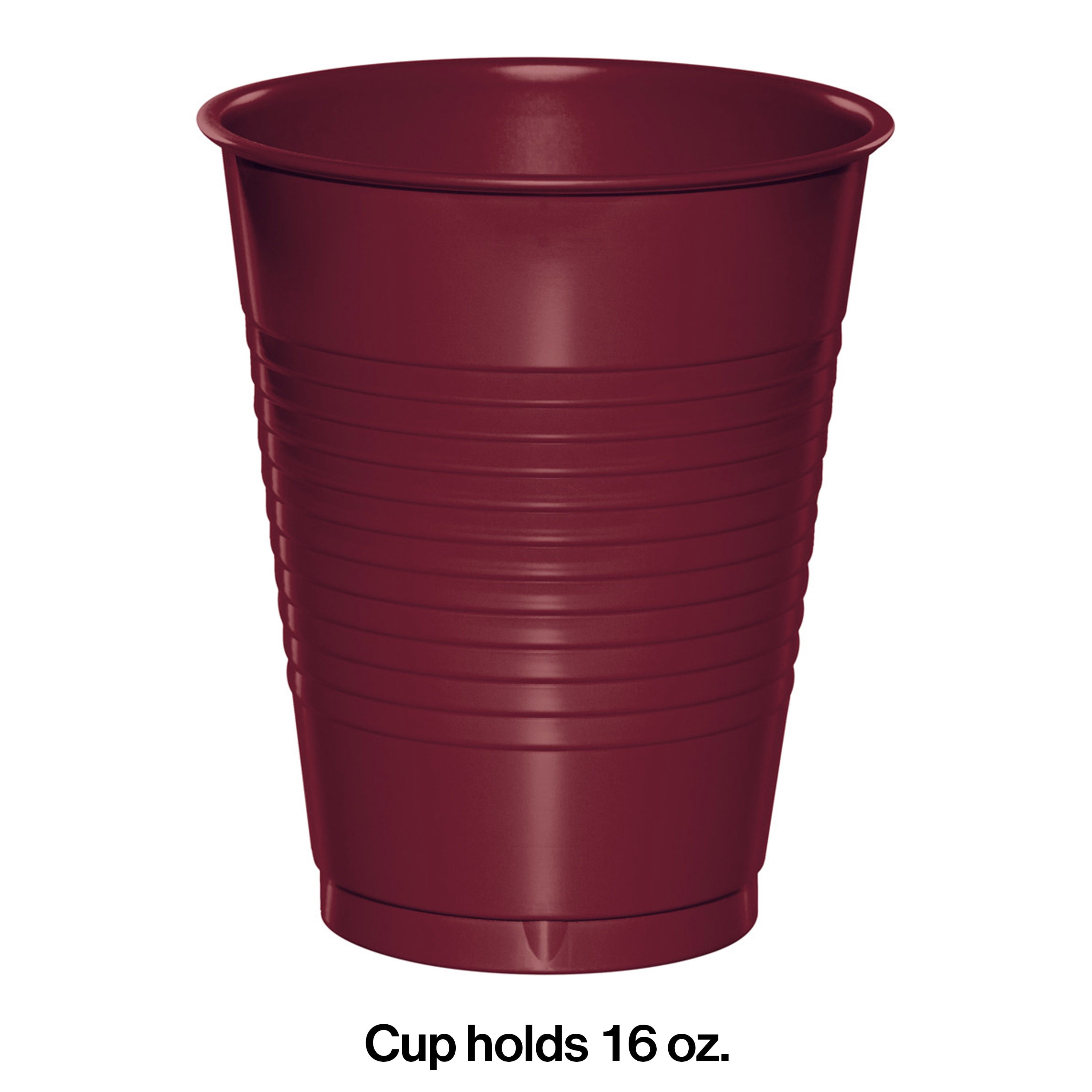 Burgundy Red 16 oz Plastic Cups 60 Count for 60 Guests