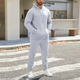 thumbnail image 6 of Fgvctg Mens Sweat Set 2 Piece Fall Sweatsuits Trendy Jogger Sweatpant Comfy Fleece Tracksuits Oversized Sweatshirt Lounge Hoodies with Pockets Light Gray M, 6 of 9