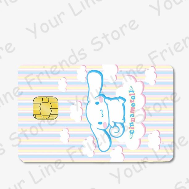 Cinta adhesiva Kawaii Sanrios Cinnamoroll Poker, película adhesiva de piel para tarjetas de crédito, pegatinas impermeables, Chip grande y pequeño, accesorios para tarjetas de débito