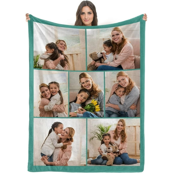 Custom Blanket with Photos/Text, Personalized Customized Picture Throw Blanket for Family Friend Christmas Halloween Birthday Wedding Customized Gifts for Women Men Blankets