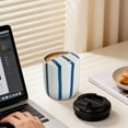 thumbnail image 4 of XIANXIAN Ceramic Coffee Mug with Lid, Ceramic Travel Mug with Straw Hole, 10oz Retro Striped To Go Coffee Mug for Hot & Cold Drinks, Microwave & Dishwasher Safe, 4 of 9