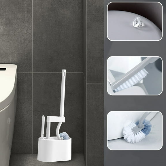 Summer Savings! Toilet Brush & Holders for Bathroom, InsCrazy Toilet Brush with Hard Bristles Bathroom Cleaning Bowl Brush Kit Modern and Compact Toilet Cleaner Brush Long Handle Bristles