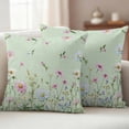 thumbnail image 2 of Flower Green Outdoor Pillow Covers 20x20 Set of 2,Waterproof Patio Throw Pillowcase Protectors,Blue Pink Daisy Wildflower Floral Botanical Decorative Pillow Shams Cushion Covers for Seat Bed Couch, 2 of 8
