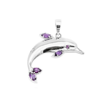 Zivori Dolphin Pendant, 925 Sterling Silver Jewelry , Amethyst Pendant, Charm jewelry, Birthday gift