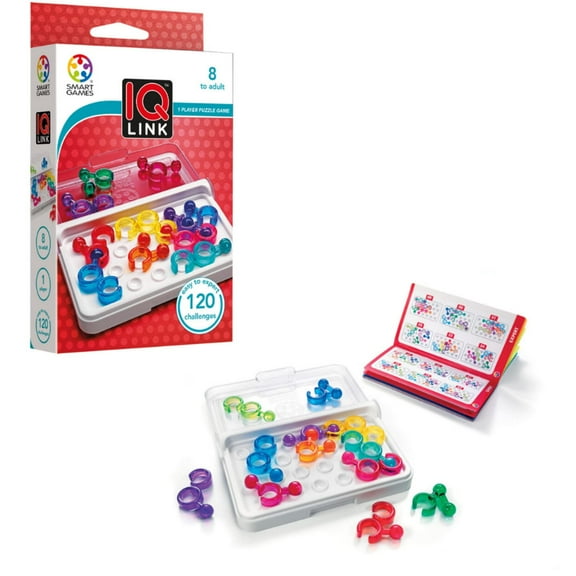 SmartGames IQ Link, a Travel Game for Kids and Adults. A STEM-Focused Cognitive Skill-Building Brain Game - Brain Teaser for Ages 8 & Up, Kids and Family Travel Games – Travel Puzzles.