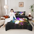 thumbnail image 4 of Homewish Abstract Gamer 3 Pieces Queen Comforter Set for Teens Boys Girls,Video Game Ultra Soft Bedding Sets,Colorful Graffiti Splash Bedding Comforter Set Breathable,Breathable Home Decor, 4 of 8