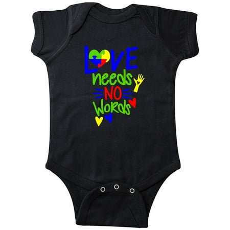 

Inktastic Love Needs No Words Autism Awareness Puzzle Heart Gift Baby Boy or Baby Girl Bodysuit