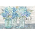 thumbnail image 2 of Coulter, Cynthia 24x17 Gold Ornate Wood Framed with Double Matting Museum Art Print Titled - Farmhouse Hydrangeas in Mason Jars -Gather, 2 of 4