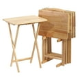 thumbnail image 2 of PJ Wood Folding Snack Tray Table w/Compact Storage Rack (10-Piece Set), 2 of 10