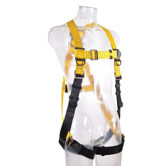 Guardian Fall Protection 37006 Full Body Harness, XL/2XL, 130 to 420 lb, Black/Yellow