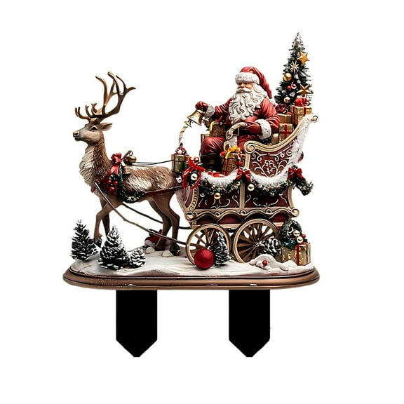 WMGHA Christmas Decorative Stakes For Garden Christmas 2D Garden Stakes Holiday Decor Outdoor Decoration For Patio Wooden Garden 6 Feet Tall