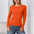 thumbnail image 2 of idosla Women's Boat Neck Tops Long Sleeve Shirts Casual Fitted Tee Shirts Solid Color Fall Basic Clothes (Orange, XL), 2 of 6