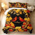 thumbnail image 2 of Erosebridal Watercolor Cardinal Animals Bed Spread Queen,Rustic Flowers Queen Coverlet Set,Black Yellow,3 Pieces,1 Quilt and 2 Pillowcases, 2 of 7
