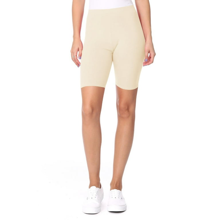 Women s High Waist Solid Casual Loungewear Active Cotton Biker Shorts Pants Made in USA