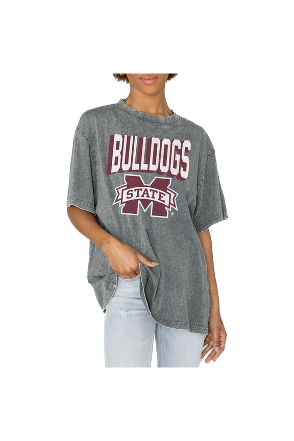 Women's Gameday Couture Gray Mississippi State Bulldogs Solid Defense Oversized T-Shirt