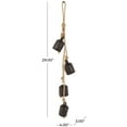 thumbnail image 3 of DecMode Tibetan Inspired Cascading Black Metal Cluster Decorative Bells with 4 Bells on Jute Hanging Rope, 3 of 9