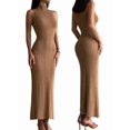thumbnail image 3 of Women Bodycon Maxi Dress Casual Long Dresses Khaki M, 3 of 7