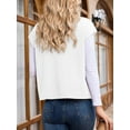 thumbnail image 3 of Womens Vest Tops Zipper Up Cap Sleeve Side Pockets Waffle Knit Sleeveless Oversized Vests White S, 3 of 4