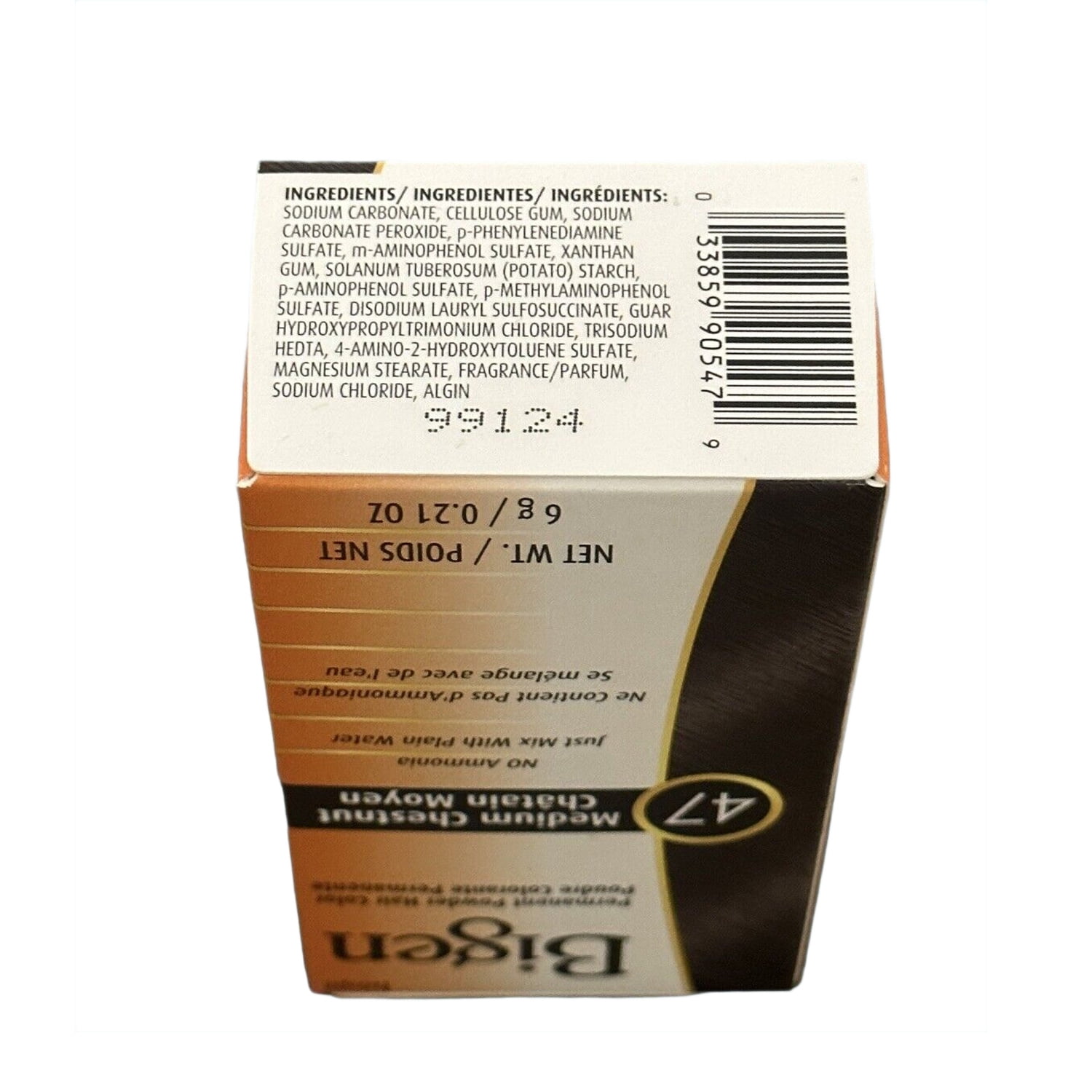 Bigen Permanent Powder Hair Color 47 Medium Chestnut 0.21 Oz., Pack of 6
