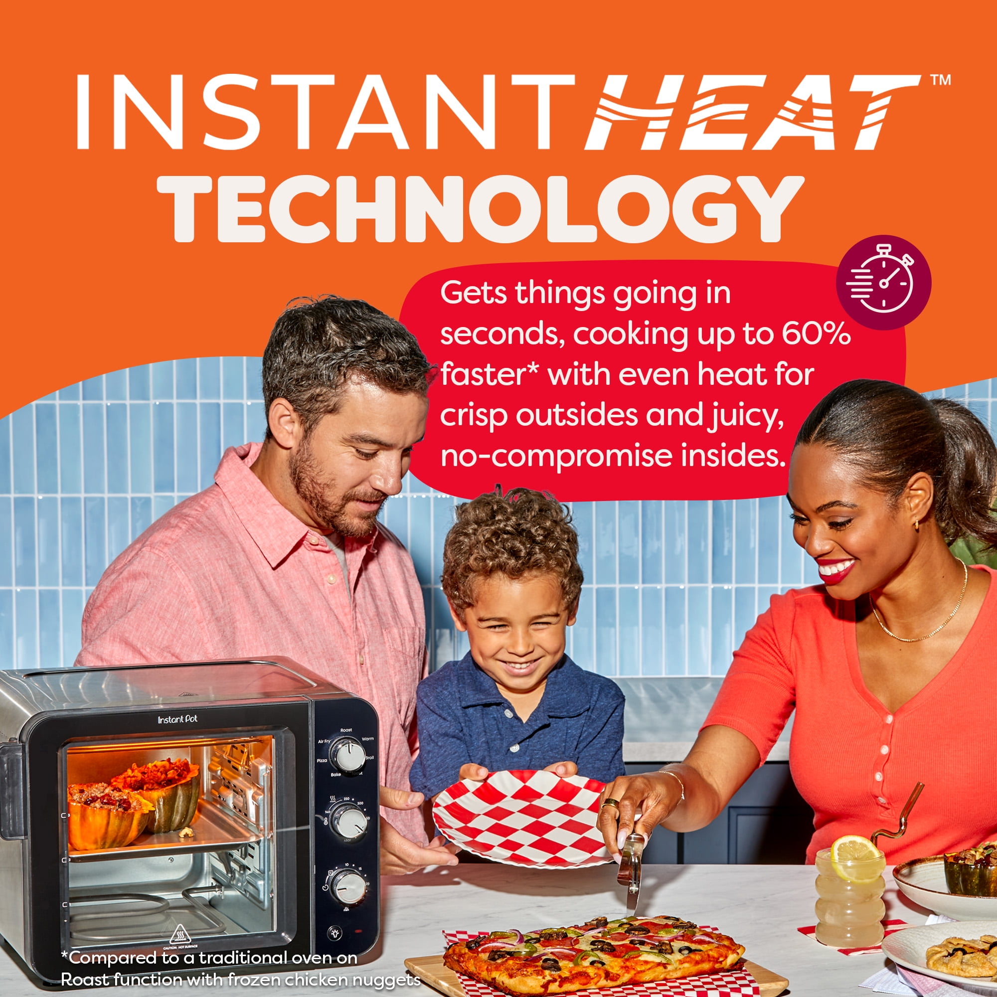Instant Pot® InstantHeat™ 4-Slice Air Fryer Toaster Oven in Stainless Steel, No Preheat Air Fry, Roast, Toast, Bake, Br Warm, Make Pizza