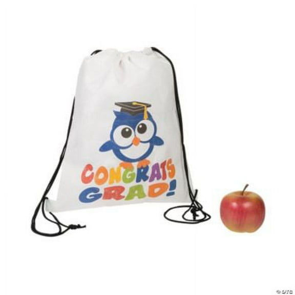 Congrats Grad Drawstring Backpack - Favor Bagss - 12 Pieces