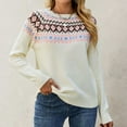 thumbnail image 3 of Women's Knitted Retro Round Neck Loose Pullover Sweater for Fall Winter Nostalgic Fashion,Beige,L, 3 of 5
