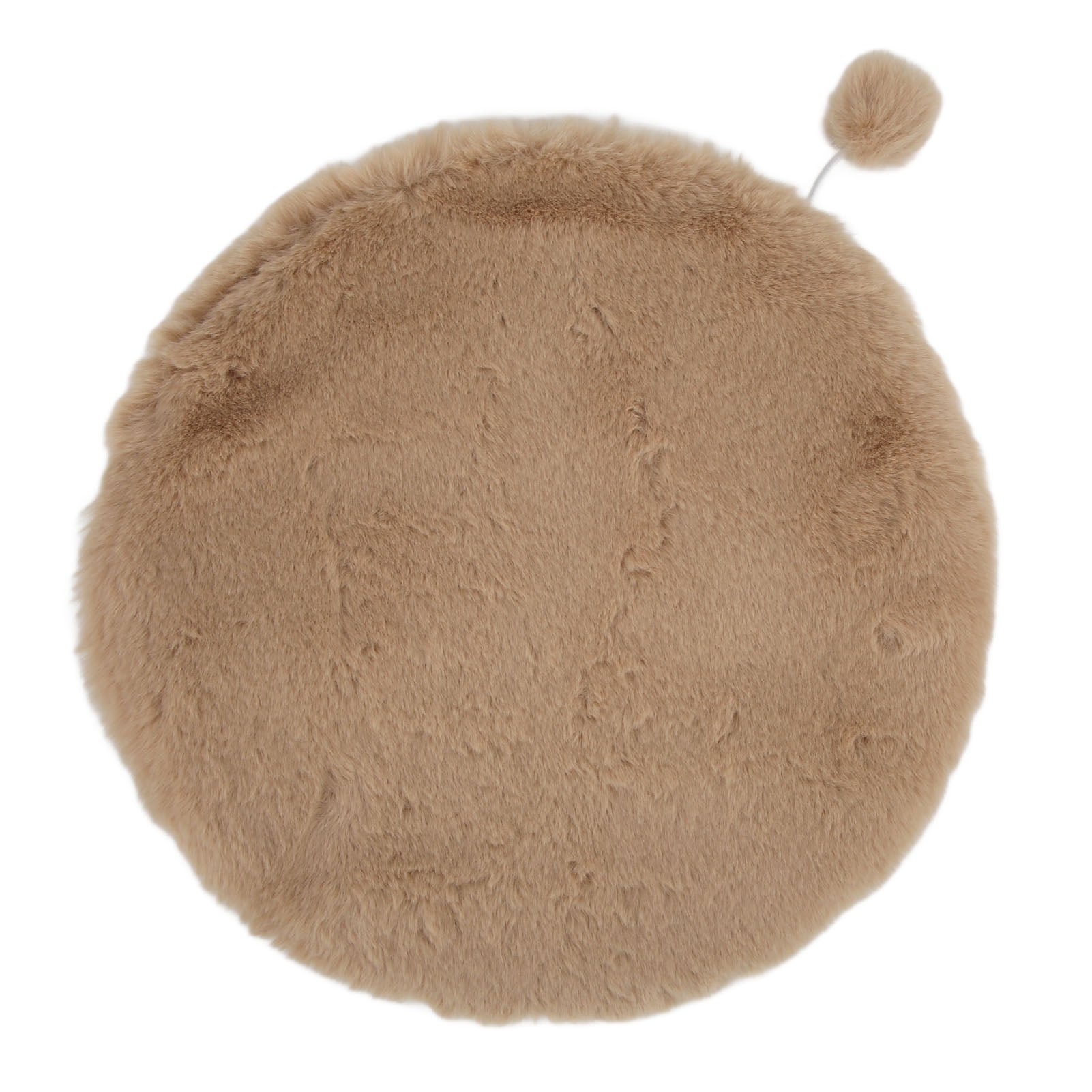 YAHHU Round Faux Rabbit Fur Pet Sleeping Mat Warm Comfy Foldable Cat Dog Bed with Small Ball for Indoor Outdoor Use L Size 17.7 inches / 45 cm Diameter Milk Tea Gray