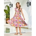 thumbnail image 6 of Arshiner Tween Girl Easter Summer Dresses Graduation Tie Back Flutter Sleeve Maxi Dress, 6 of 7
