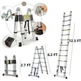 thumbnail image 4 of Aluminum Telescoping Ladder - 12FT A-Frame with Stabilizer, Collapsible Ladders & Herringbone, 330lbs Max Capacity, EN131, 4 of 17