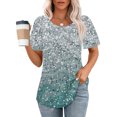 thumbnail image 2 of Tops de Ajuste Suelto para las Mujeres de Manga Corta Cuello Redondo Color Sólido, Estante de Imitación de Moda Casual, 2 of 8
