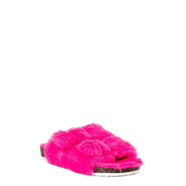 Wonder Nation Wonder Nation Two Buckle Faux Fur Footbed Slippers Little Girls Big Girls Walmart Com Walmart Com