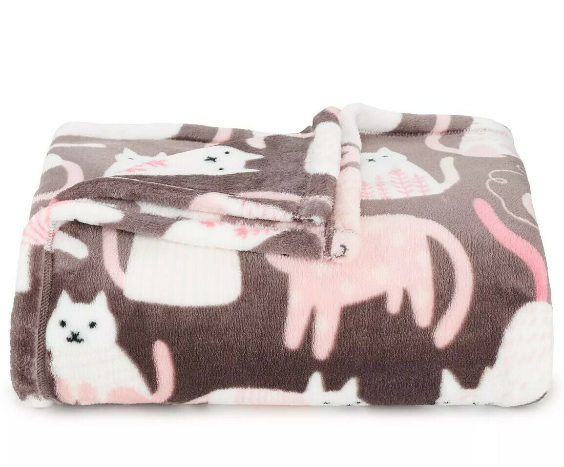 NEW The Big One Purple Cat Cats Super Soft Oversized Throw Blanket 72”X 60” 