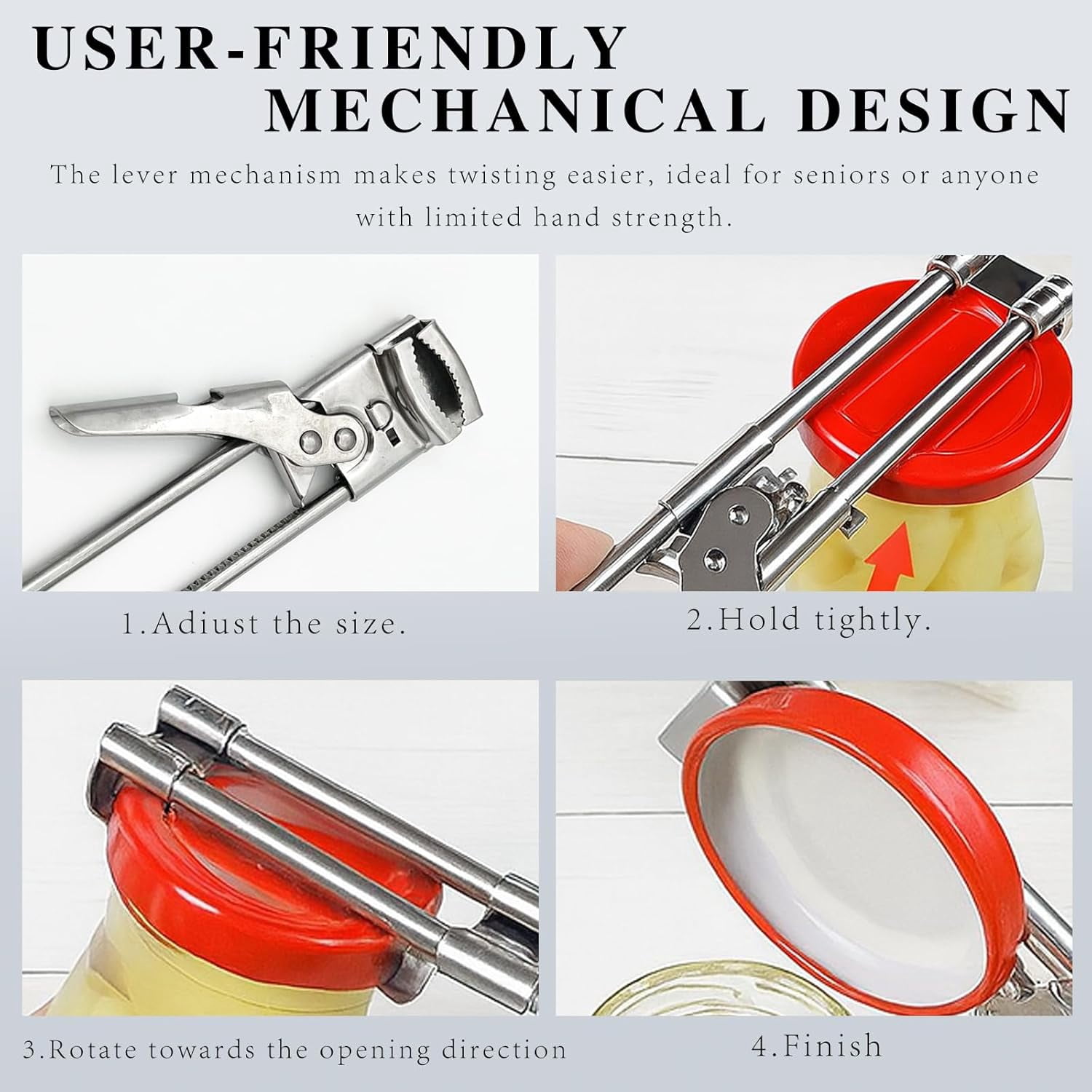 FRKSMD-2-Pack Adjustable Stainless Steel Jar & Can Opener Set, Multifunction Lid Opener for Weak Hands and Easy Grip Use