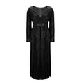 thumbnail image 6 of Women Formal Sequin Dresses - Evening Gowns Long Sleeve V-Neck Wedding Guest Sparkly Prom Long Maxi Dress Black M, 6 of 6