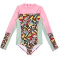 thumbnail image 1 of Combinaison de Surf pour Fille UPF 50+ 1 Pce Manches Longues Papillon Rose 2T, 1 of 2