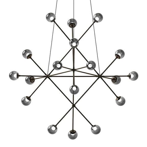 Sonneman 2084.37K Proton 18 Light 40" Wide Led Chandelier - Polished Black Nickel