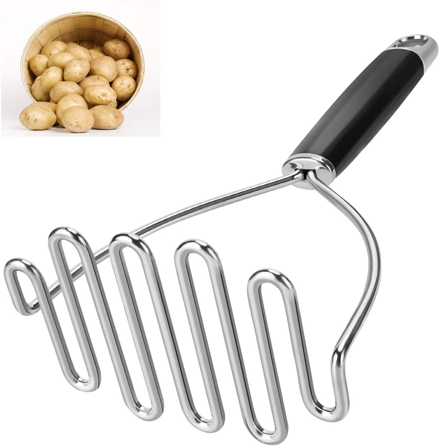 2-in-1 Mix Potato Masher, 18/8 Stainless Steelpremium Masher Hand Tool And  Potato Smasher Metal Wire Utensil For Best Mash For Bean, Avocado, Egg, Mi