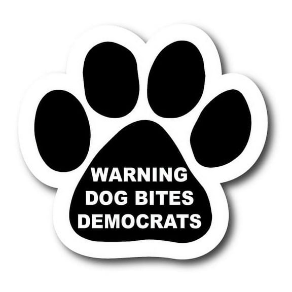 Magnet Me Up Warning Dog Bites Democrats Pawprint Magnet Decal, 5 Inch, Vinyl Automotive Magnet