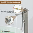 thumbnail image 4 of CASAINC 1-Handle Floor Mount Freestanding Tub Faucet with Handheld Shower in Brushed Nickel, 4 of 11
