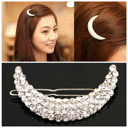 KABOER Womens Beauty Crystal Moon Rhinestone Headwear Hairpin Hair Clip (Best Moon To Cut Hair)