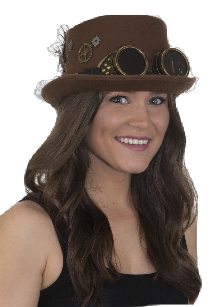 Victorian Deluxe Steampunk Top Hat Goggles Gears Feathers Costume