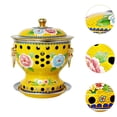 thumbnail image 6 of TISHITA Cloisonne Hot Pot Copper Hot Pot Chinese Hot Pots Copper Buffet Hot Sturdy Warming Pot Home Shabu Hot Pot Stockpot Enamel Pot yellow, 6 of 8