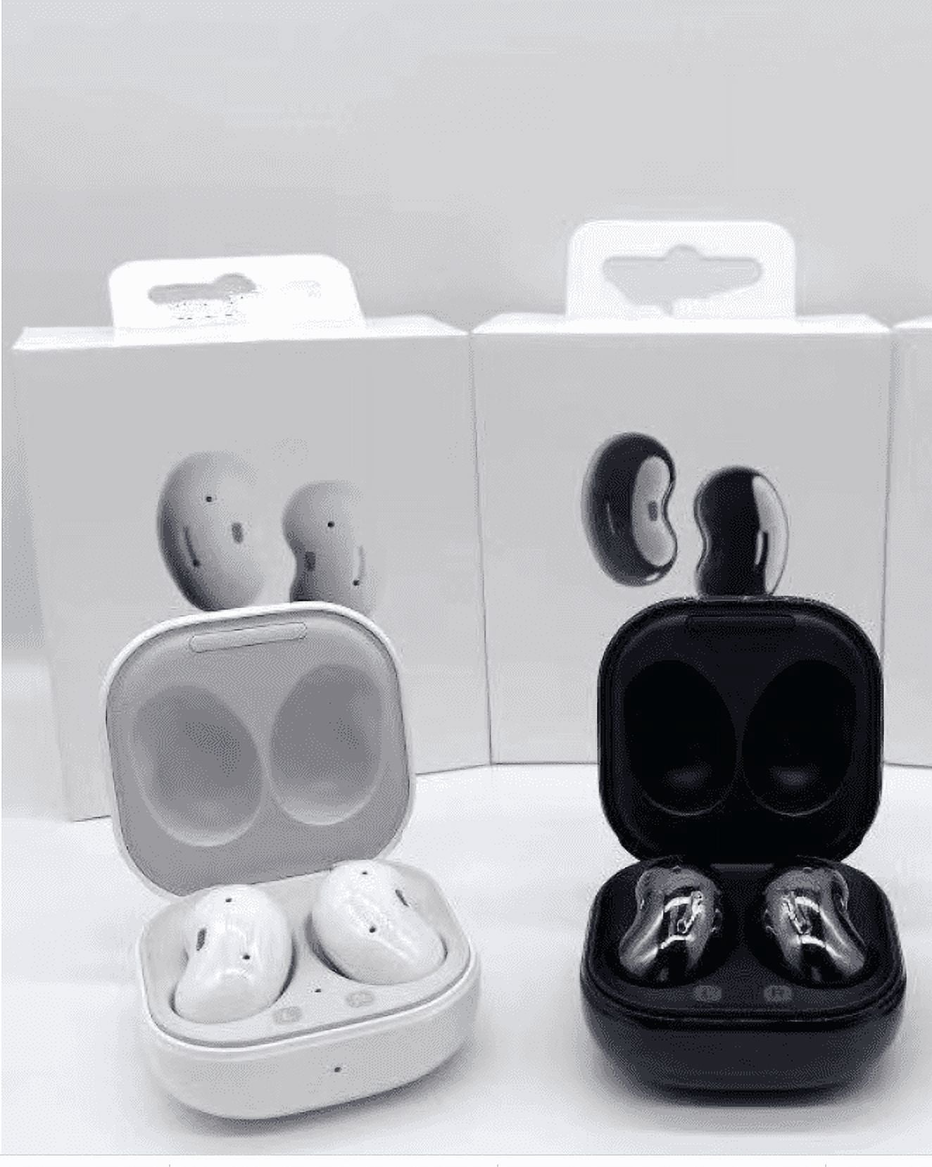 Black/White Wireless Earbuds Bluetooth In-Ear True Cordless with Hands-Free Call Microphone, 4 Long Playtime; Includes Compact Charging Case, White