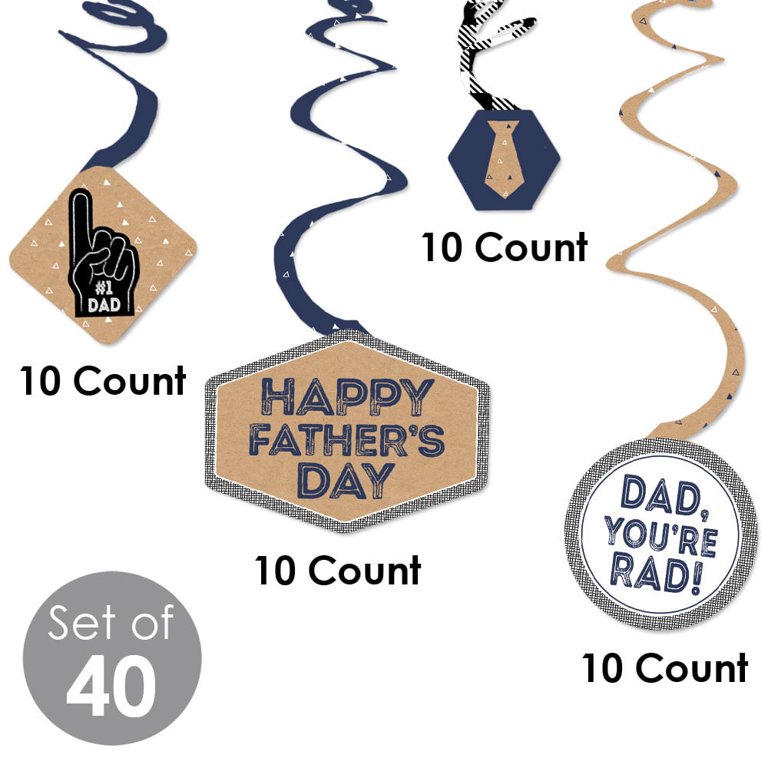  Fathers Day Decorations, Happy Father'S Day Banner and Ceiling  Hanging Swirls, with Tie Hat Moustache Heart Signs, Happy Dad'S Day Family  Celebration Photo Prop Gift : Home & Kitchen