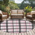 thumbnail image 5 of 8ft Round Rug, Pink Black Plaid Non-Skid Rubber Backing Large Area Rugs - Living Room Bedroom Home Office, Farmhouse Pink Black Checkered Indoor Floor Mat Carpets Washable Rug, 5 of 9