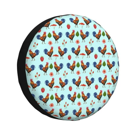 Zeuib Roosters And Plants Tire Cover Wheel Cover Spare Tire Cover Anti-UV Waterproof spare tire cover for Trailers RV Truck and Camper-14 inch