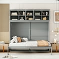 thumbnail image 4 of Harper & Bright Designs Full Size Murphy Bed with Top Cabinets, Cabinet Full Bed with Storage, Wooden Foldable Wall Bed Frame for Home Office Studio, Gray, 4 of 14