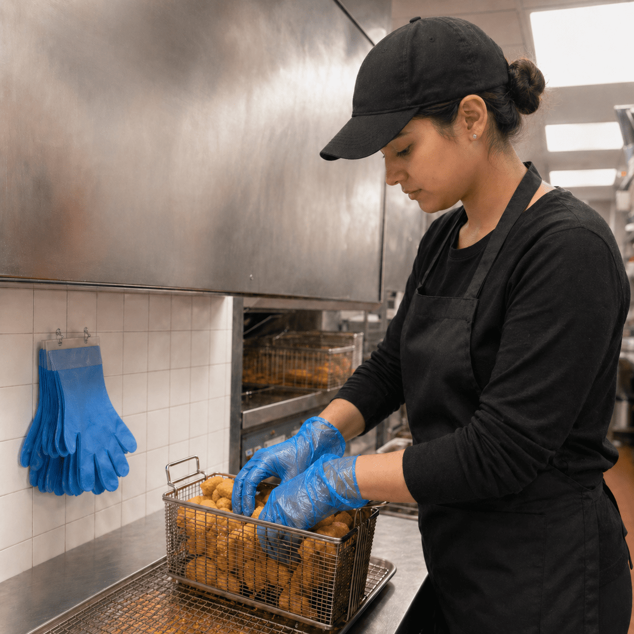 Tronex 2424 HDPE Disposable Gloves, Embossed, Blue, Unisize, Case of 2,000