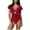 Red, variant on Women's Backless One Piece Swimsuit Triangle Bikini Mesh Ruffle Tummy Control Swimwear Summer Beach Vacation