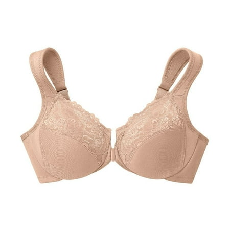 Women S Bra With Front Buckle  Steel Ring  Gathered Bra  Full Coverage  Polyester Material  Women (Multi-Color Optional)